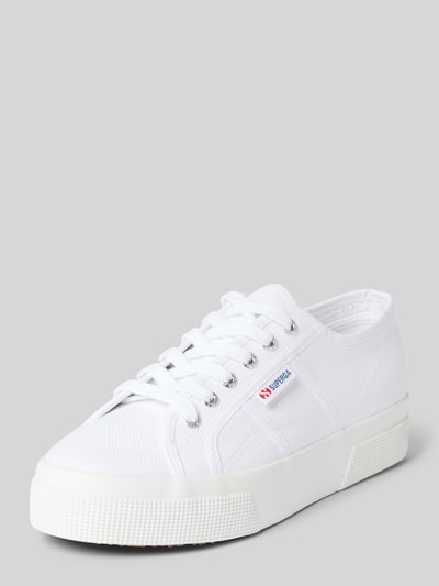 Superga Low Top Sneaker in unifarbenem Design mit Label-Detail Weiss 1