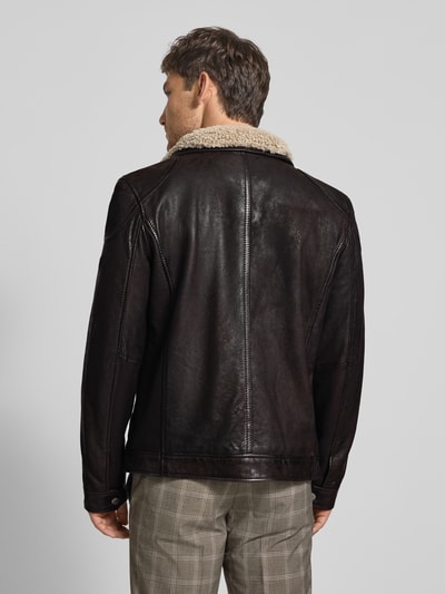 MAURITIUS Lederjacke mit Stehkragen Modell 'GARRECK' Dunkelbraun 5