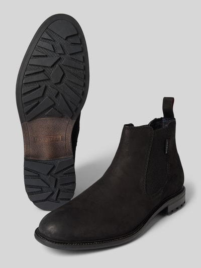 bugatti Chelsea boots van leer met labeldetail, model 'Bonifacio' Zwart - 4