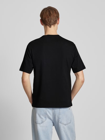 REVIEW T-shirt met geribde ronde hals Zwart - 5