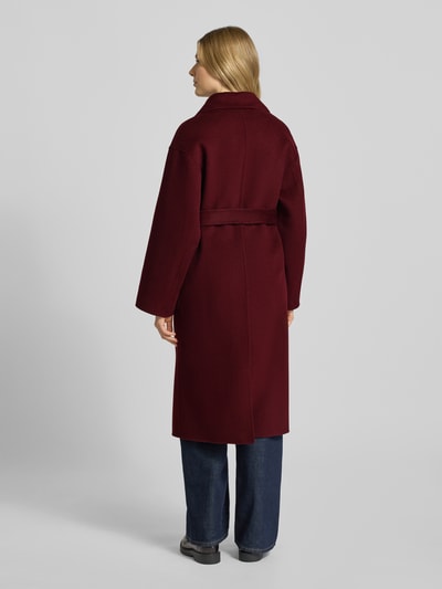 Milano Italy Płaszcz z wełny z kołnierzem z połami Bordowy 5