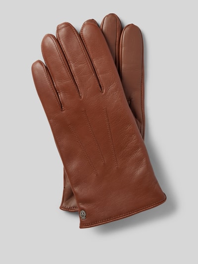 Roeckl Handschuhe aus Leder mit Ziernähten Modell 'Coburg' Cognac 1