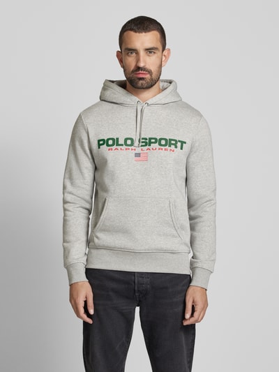 Polo Sport Hoodie mit Label-Print Hellgrau Melange 4