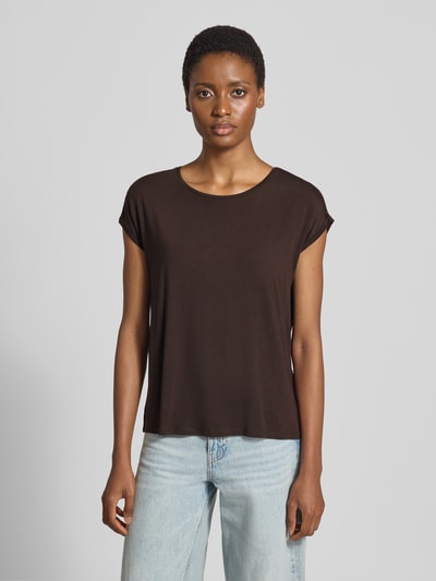 VERO MODA Regular Fit T-Shirt aus Lyocell-Mix Modell 'AVA' ' Schoko 4