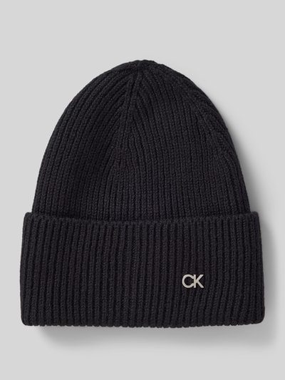 CK Calvin Klein Beanie van een mix van wol en kasjmier met labelapplicatie Zwart - 1