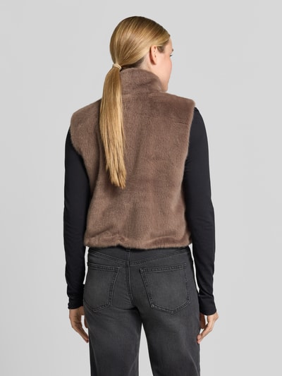 monari Regular fit bodywarmer van imitatiebont Taupe - 5