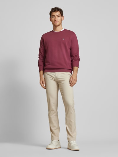 Gant Sweatshirt mit  Label-Stitching Modell 'SHIELD' Bordeaux 1