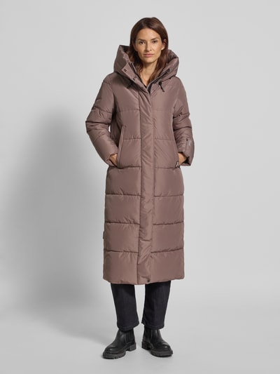 khujo Gewatteerde lange jas met opstaande kraag, model 'Soulani' Taupe - 4