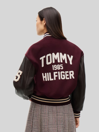 Tommy Hilfiger Krój relaxed fit kurtka skórzana z mieszanka wełny Ciemnoczerwony 5