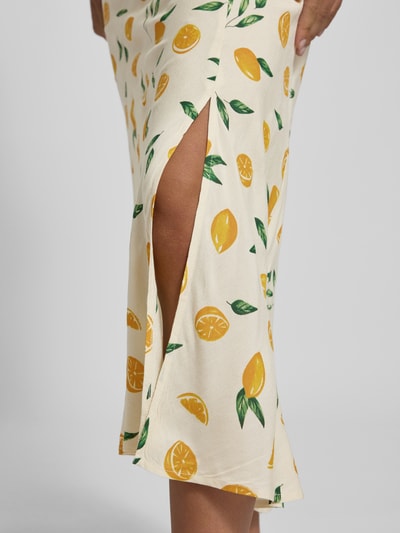 Pieces Ausgestellter Midi-Rock mit Allover-Muster Modell 'NYA' Offwhite 3