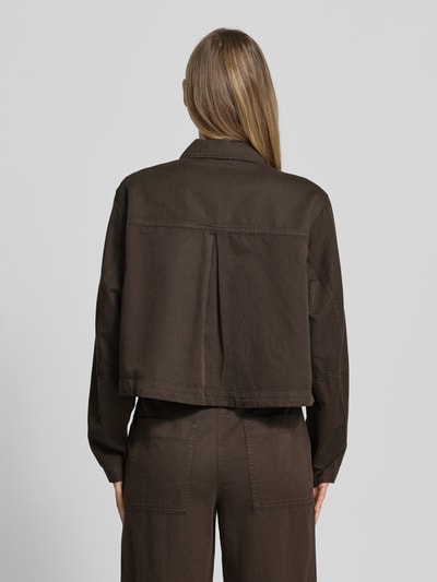 Marc O'Polo Oversized Hemdjacke aus Baumwoll-Lyocell-Leinen-Mix Mittelbraun 5