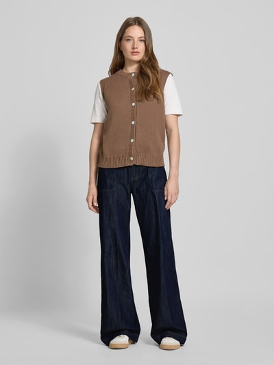 MAC Jeansy z szeroką nogawką i wiązanym paskiem model ‘Sienna’ Ciemnoniebieski 1