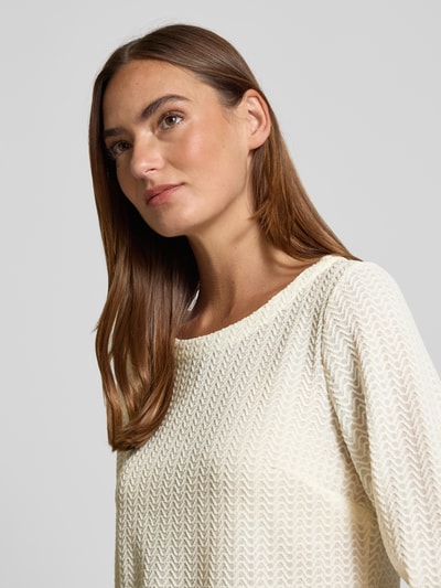 Zero Longsleeve mit geripptem Rundhalsausschnitt Ecru 3