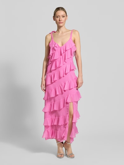 VILA Midikleid mit Volants Modell 'LUNA' Pink 4