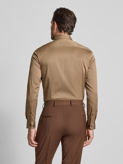 Jake*s Slim Fit Business-Hemd mit Kentkragen Dunkelbraun 5