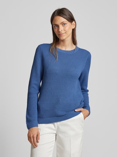 Vila Gebreide pullover met structuurmotief, model 'Vidalo' Blauw - 4