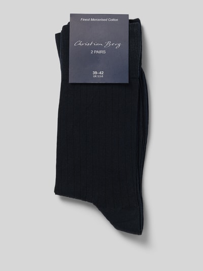 Christian Berg Men Socken mit Label-Print im 2er-Pack Marine 3
