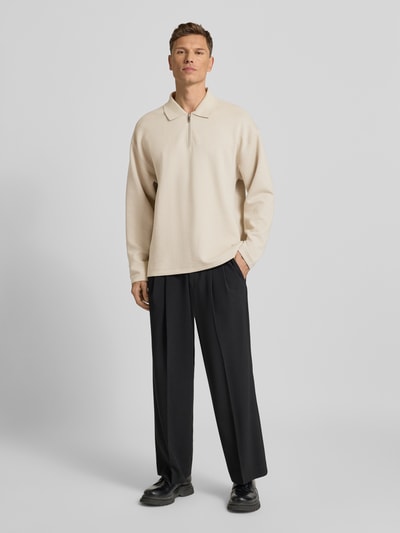 CK Calvin Klein Sweatshirt mit Polokragen und Reißverschluss Beige 1