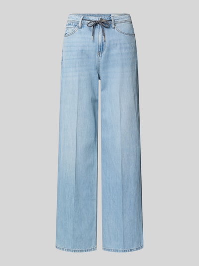 Produktfoto, Wide Leg Jeans aus Lyocell-Baumwoll-Mix Modell 'SURI' von s.Oliver RED LABEL in hellblauem Denim mit Tunnelzug, 5-Pocket-Design, Textur glatte Baumwollmischung