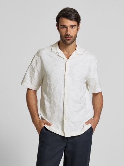 MCNEAL Tailored Fit Freizeithemd aus Baumwoll-Mix mit Leinen-Anteil Offwhite 4