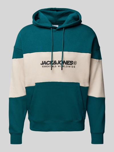 Jack & Jones Hoodie mit Label-Print Modell 'LEGACY' Petrol 1