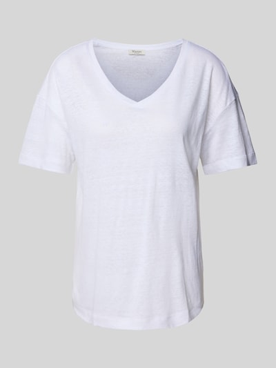 MAERZ Muenchen T-shirt van linnen met V-hals Wit - 2