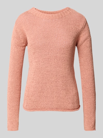 Marc O'Polo Slim Fit Strickpullover aus Baumwoll-Mix mit geripptem U-Boot-Ausschnitt Altrosa 2