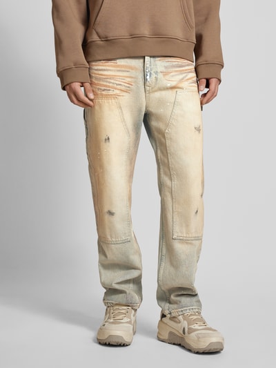 REVIEW Regular fit jeans in used-look Beige - 4