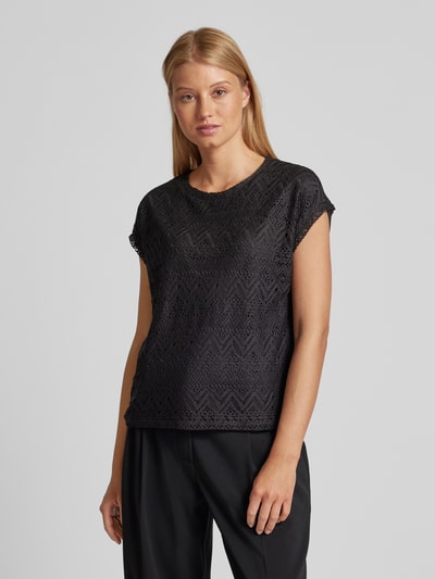 Vero Moda T-shirt met ajourpatroon, model 'MAYA' Zwart - 4