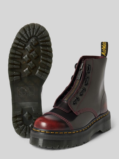Dr. Martens Kozaki ze skóry bydlęcej nappa z przednim zamkiem błyskawicznym Bordowy 4