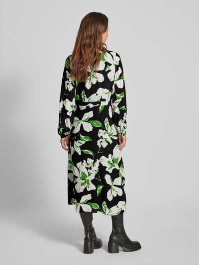 comma Midi-jurk van pure viscose met zijsplitten Groen - 5