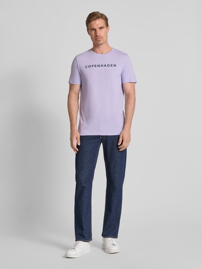 Lindbergh T-Shirt mit Label-Print Violett 1