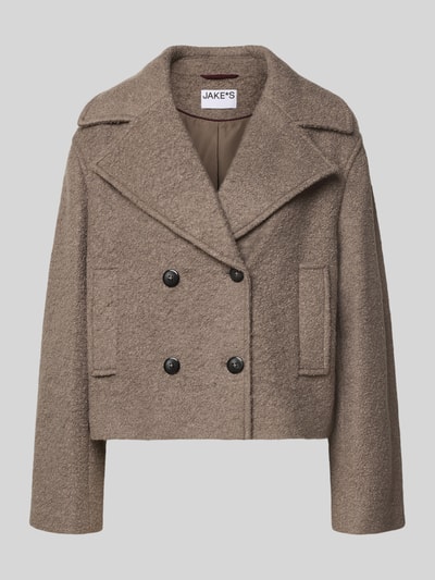 Jake*s Casual Regular fit lange jas met wol Middengrijs - 1