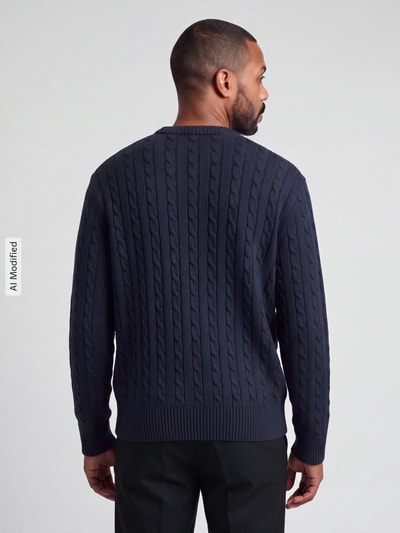 Selected Pullover mit Zopfstrickstruktur Dunkelblau 5