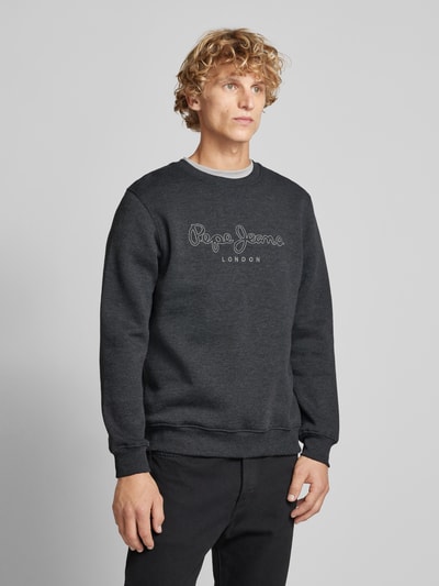 Pepe Jeans Sweatshirt mit Label-Stitching Modell 'Nouvel' Dunkelgrau 4