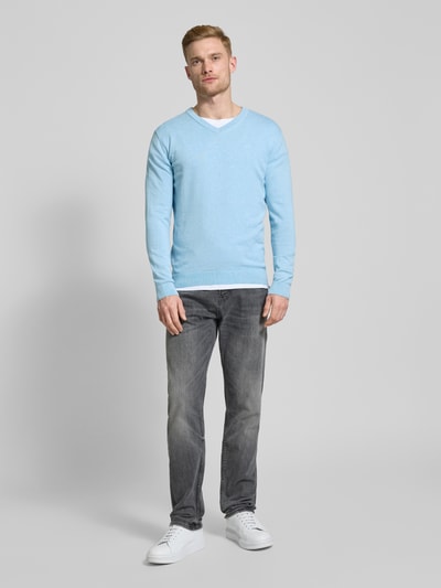 Tom Tailor Regular Fit Strickpullover aus reiner Baumwolle Hellblau 1