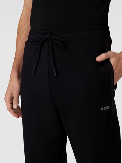 BOSS Green Spodnie dresowe z nadrukiem z logo model ‘Hadim’ Czarny 3