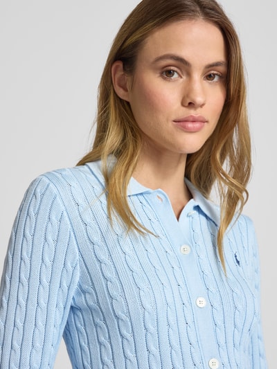 Polo Ralph Lauren Cardigan mit Zopfmuster Hellblau 3