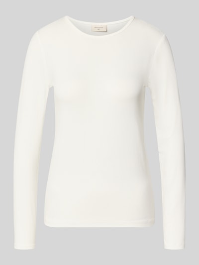 Produktfoto, Longsleeve mit Rundhalsausschnitt Modell 'Liana' von FREE/QUENT in Weiß, gerader Schnitt, feine Viskose-Elasthan-Textur
