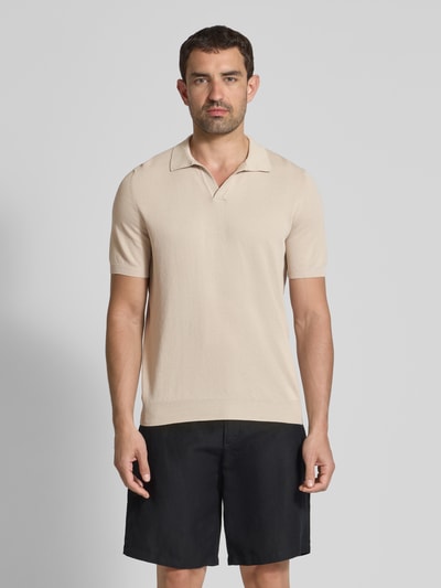 GRAN SASSO Regular Fit Poloshirt mit V-Ausschnitt Sand 4