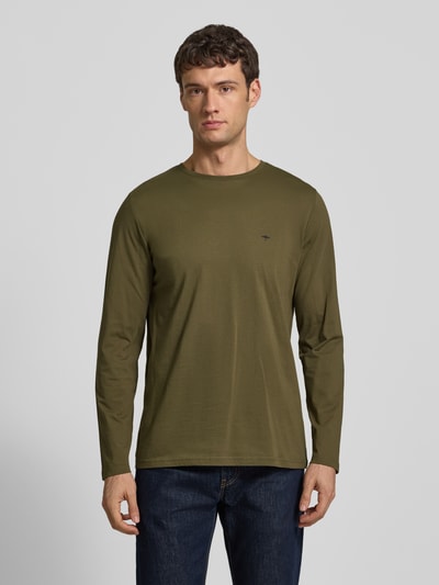 Fynch-Hatton Longsleeve mit Rundhalsausschnitt und Logo Oliv 4
