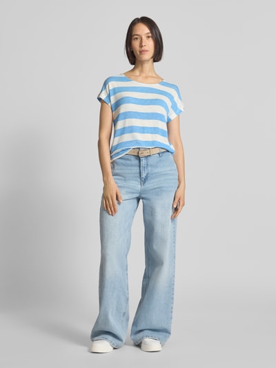 VERO MODA Loose Fit T-Shirt aus Viskose-Mix Modell 'WIDE STRIPE' Blau 1