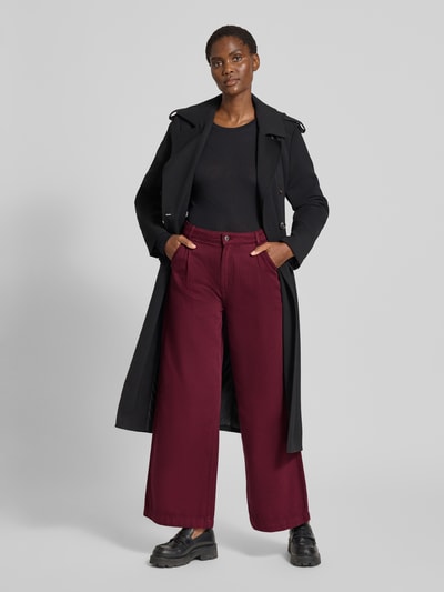 Jake*s Casual Wide Leg Hose mit Eingrifftaschen Aubergine 1