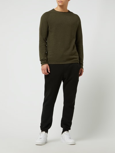 Jack & Jones Sweter z dzianiny z naszywką z logo model ‘HILL’ Oliwkowy 1