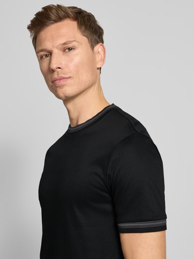 BOSS Slim fit T-shirt van puur katoen, model 'TESSLER 202' Zwart - 3