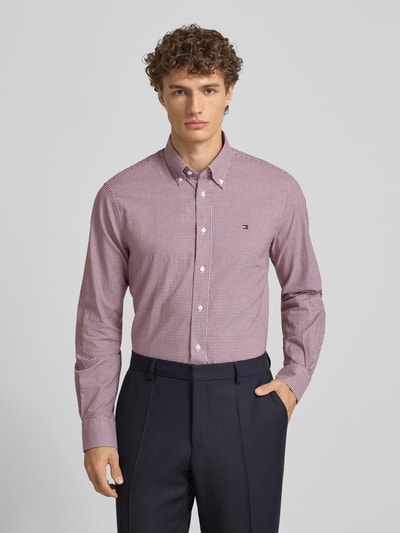 Tommy Hilfiger Regular fit zakelijk overhemd van puur katoen Bordeaux - 4