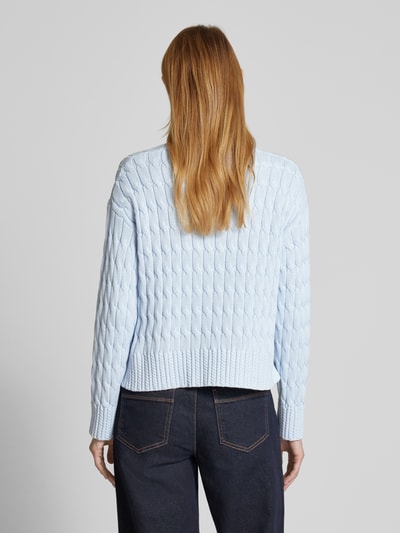 Tommy Hilfiger Strickpullover aus reiner Baumwolle mit Rundhalsausschnitt Hellblau 5