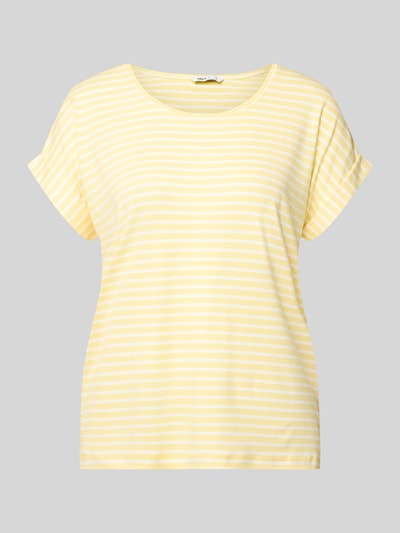 Produktfoto, Regular Fit T-Shirt aus Viskose-Mix Modell 'MOSTER' von Only, Optik: Unifarben, Two-Tone, Muster: Gestreift, Rundhals, Kurzarm, fixierter Umschlag, Materialverarbeitung: Jersey.