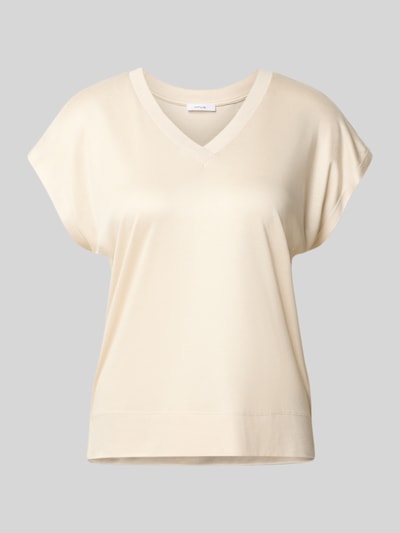OPUS T-shirt van viscose met V-hals, model 'Savilchen' Zand - 2
