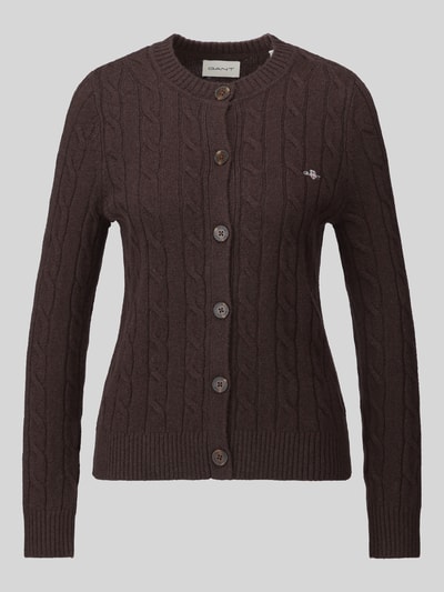 GANT Strickjacke aus Wolle mit Logo-Detail Dunkelbraun 2